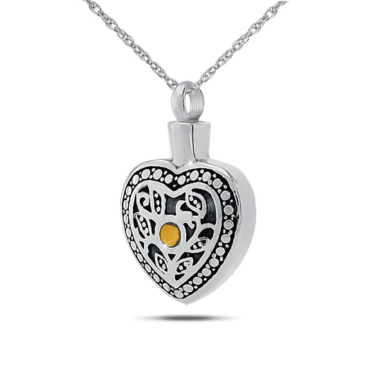 November w/ Citrine Sterling Silver Keepsake