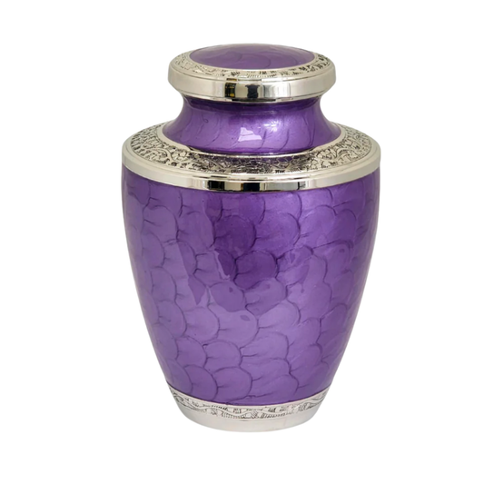 Purple Floral Adult Brass Urn